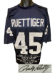 Rudy Ruettiger signed Notre Dame Navy Custom Embroidered Stat College Football Jersey XL- Beckett Witnessed