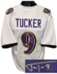 Justin Tucker signed Baltimore White Custom Stitched Pro Style Football Jersey #9 XL- JSA Witnessed