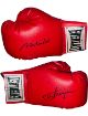 Muhammad Ali & Joe Frazier dual signed Everlast Leather White Label 14oz Pair Boxing Gloves- Beckett Review