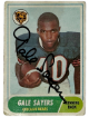 Gale Sayers signed 1968 Topps On Card Auto #75 imperfect- COA (Chicago Bears/HOF)
