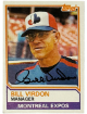 Bill Virdon signed 1983 Topps On Card Auto #516 - COA (Expos Manager/NL ROY 55)