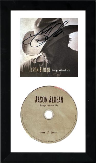 Jason Aldean signed 2026 Songs About Us 4.75x4.75 Art Card Insert/CD 6.5x12 Custom Framing- COA